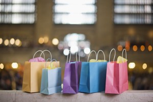 Shopping Bags on a Railing