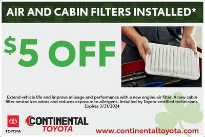 $5 off Air & Cabin Filter