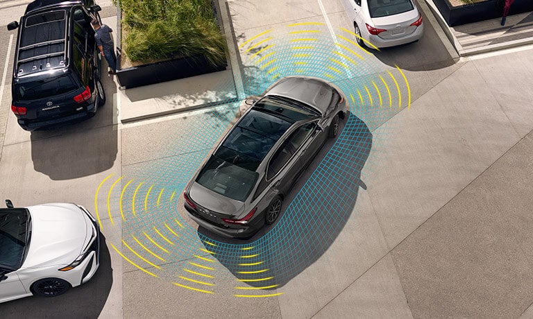 2022 Toyota Camry exterior parking with safety sensor overlay